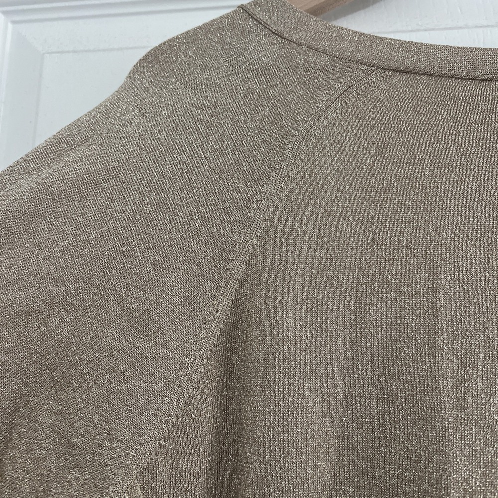 Talbots Gold Metallic V-Neck Sweater Women's 2X Plus Size NWT Shimmer Party - Picture 6 of 9